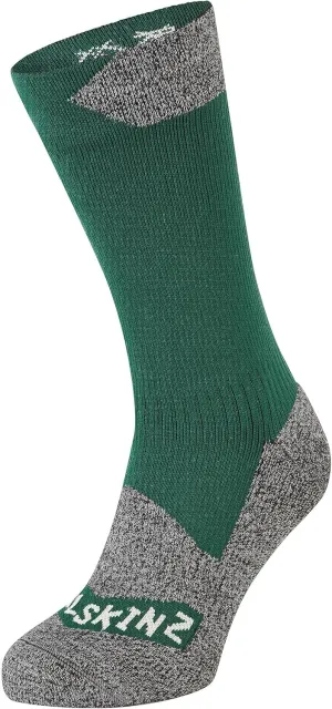 SEALSKINZ Unisex Waterproof All Weather Mid Length Sock, Black/Grey Marl, Small