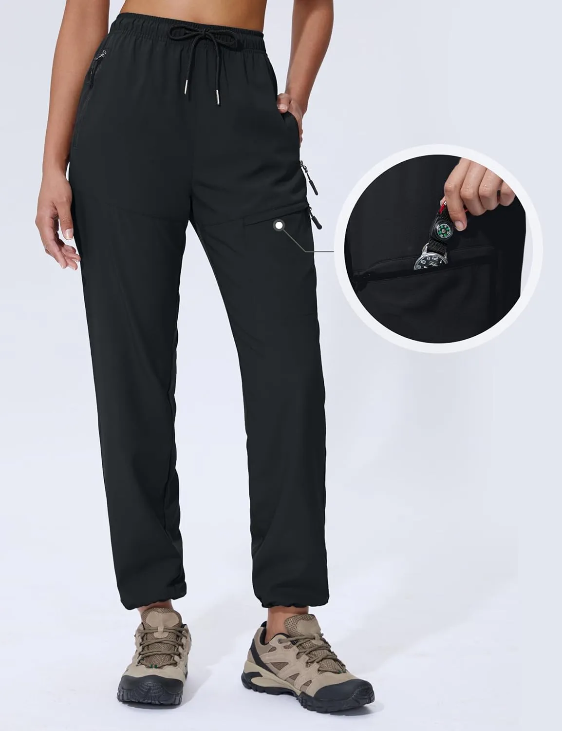 Seamaid Women's Hiking Pants Quick Dry Lightweight Travel Pants with Zipper Pockets Water Resistant for Outdoor Camping