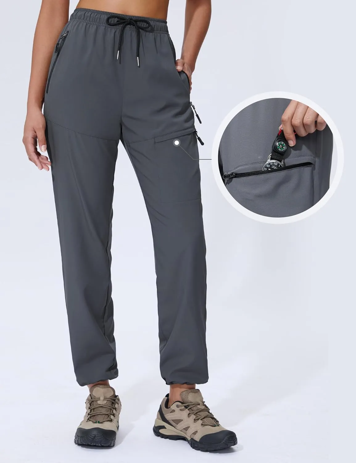 Seamaid Women's Hiking Pants Quick Dry Lightweight Travel Pants with Zipper Pockets Water Resistant for Outdoor Camping