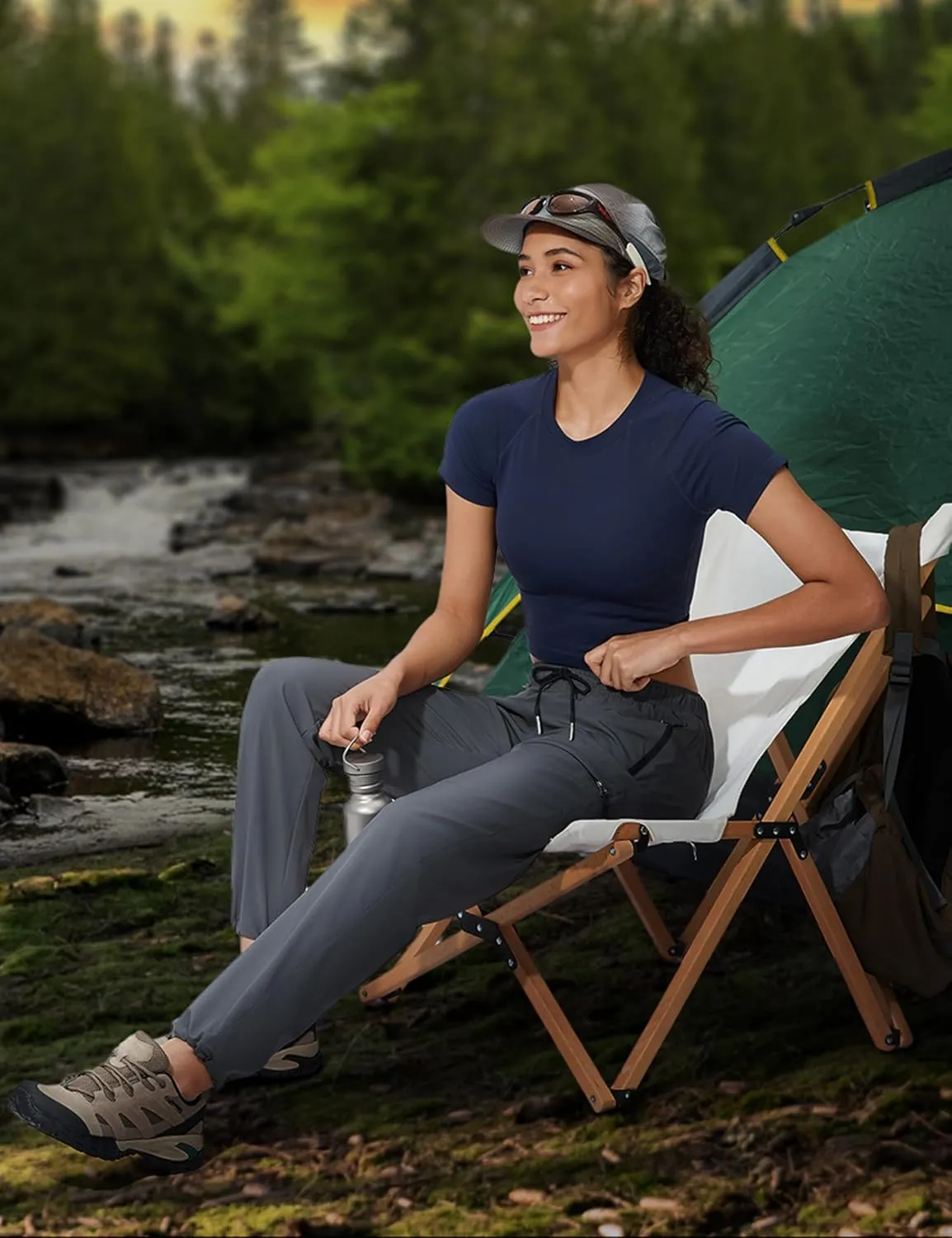 Seamaid Women's Hiking Pants Quick Dry Lightweight Travel Pants with Zipper Pockets Water Resistant for Outdoor Camping
