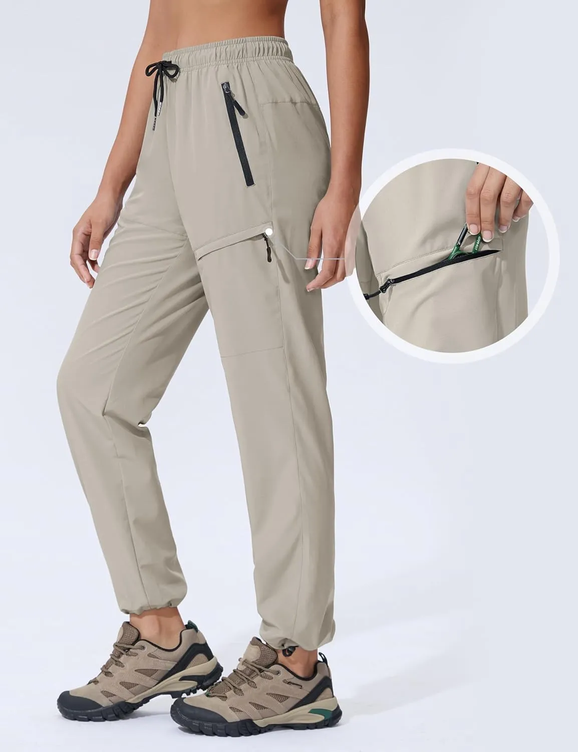 Seamaid Women's Hiking Pants Quick Dry Lightweight Travel Pants with Zipper Pockets Water Resistant for Outdoor Camping