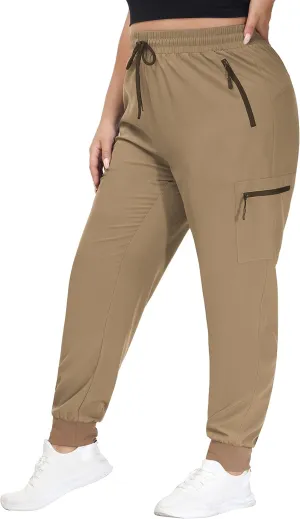 SEKINO Women's Plus Size Hiking Cargo Pants Lightweight Quick Dry Joggers Athletic Workout Outdoor Zipper Pockets Pants