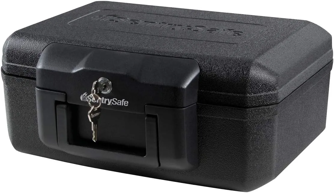 SENTRY 1200 Household Safe UL Listed 30 Minute Fireproof Handbag Storage Box with Key 5.2L B5 Flat Key Black