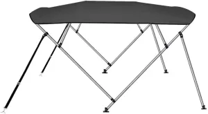 SereneLife 4 Bow Bimini Top Boat Cover – 96" L x 85-90" W x 54" H, Durable 1" Aluminum Frame, Waterproof & UV-Resistant, Easy Install with Front Straps, Rear Support Arms & Free Storage Boot (Gray)
