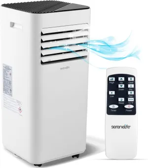 SereneLife SLPAC180W Portable Conditioner-3-in-1 Compact Standing Air Conditioner for Room Up to, Floor AC Unit with Remote Control, Universal Casters, Window Mount Kit