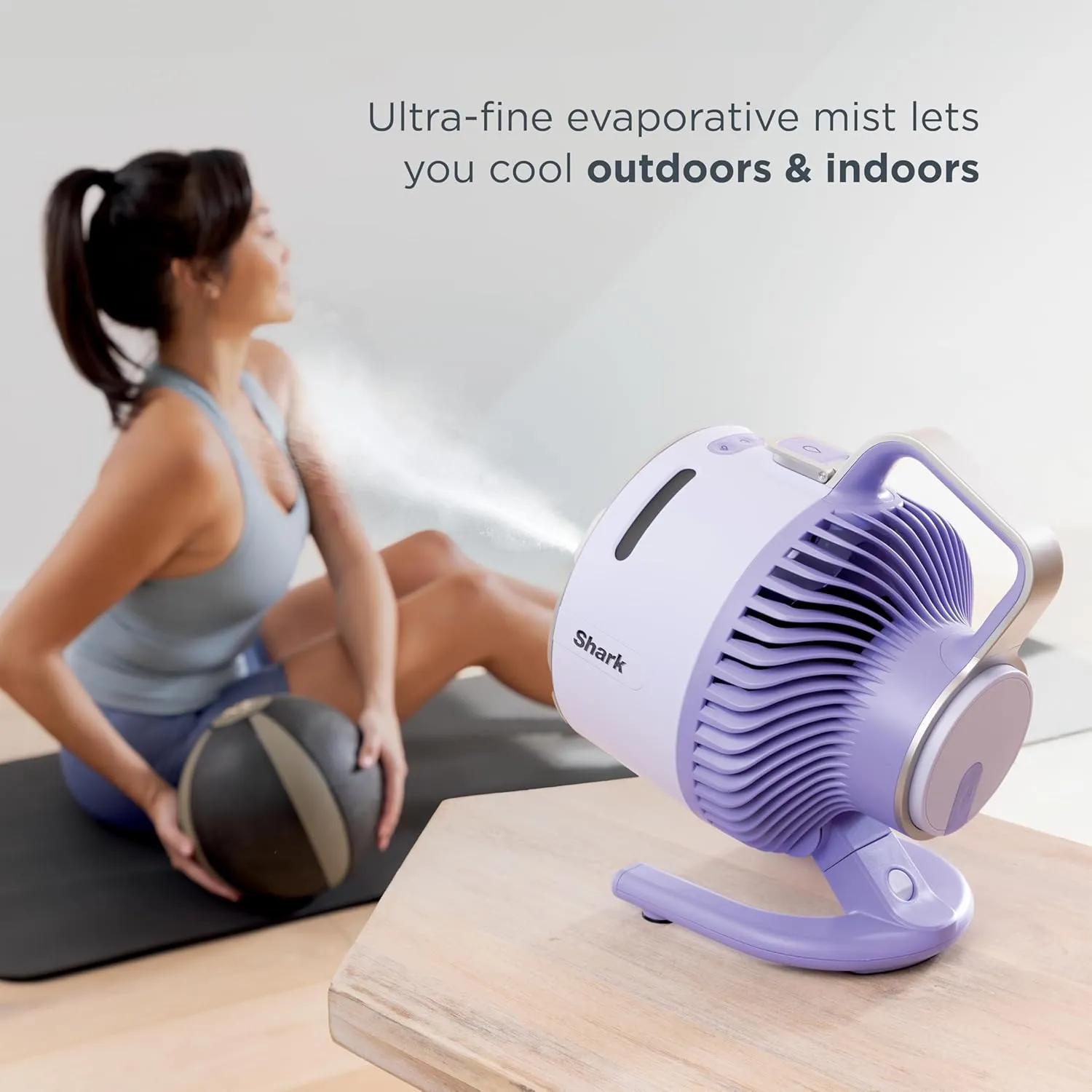 Shark FlexBreeze HydroGo Fan—Ultra-powerful portable fan with indoor   outdoor mist, Up to 70 feet of reach, corded & cordless, up to 12-hr. battery, 5 speeds, evaporative misting, Glacier, FA052BL