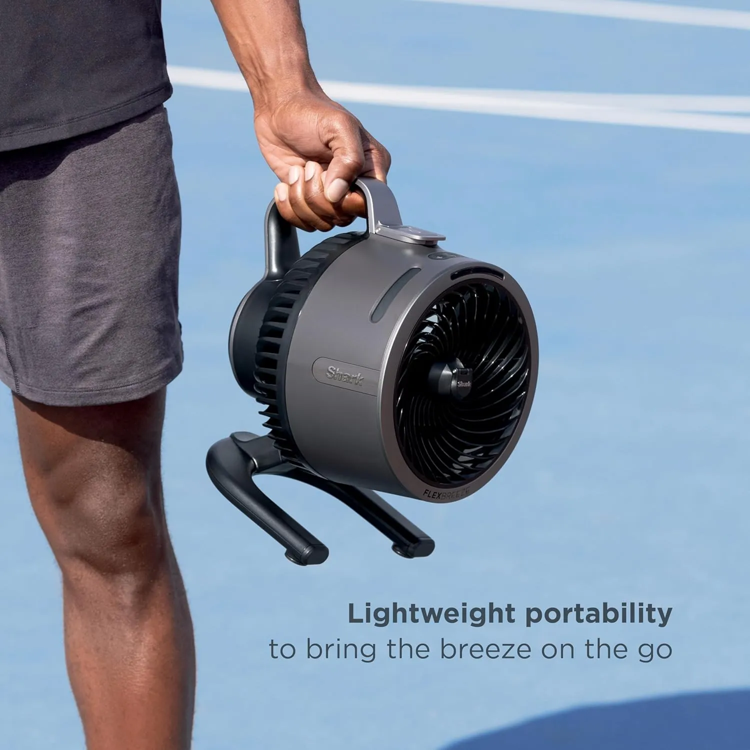 Shark FlexBreeze HydroGo Fan—Ultra-powerful portable fan with indoor   outdoor mist, Up to 70 feet of reach, corded & cordless, up to 12-hr. battery, 5 speeds, evaporative misting, Glacier, FA052BL