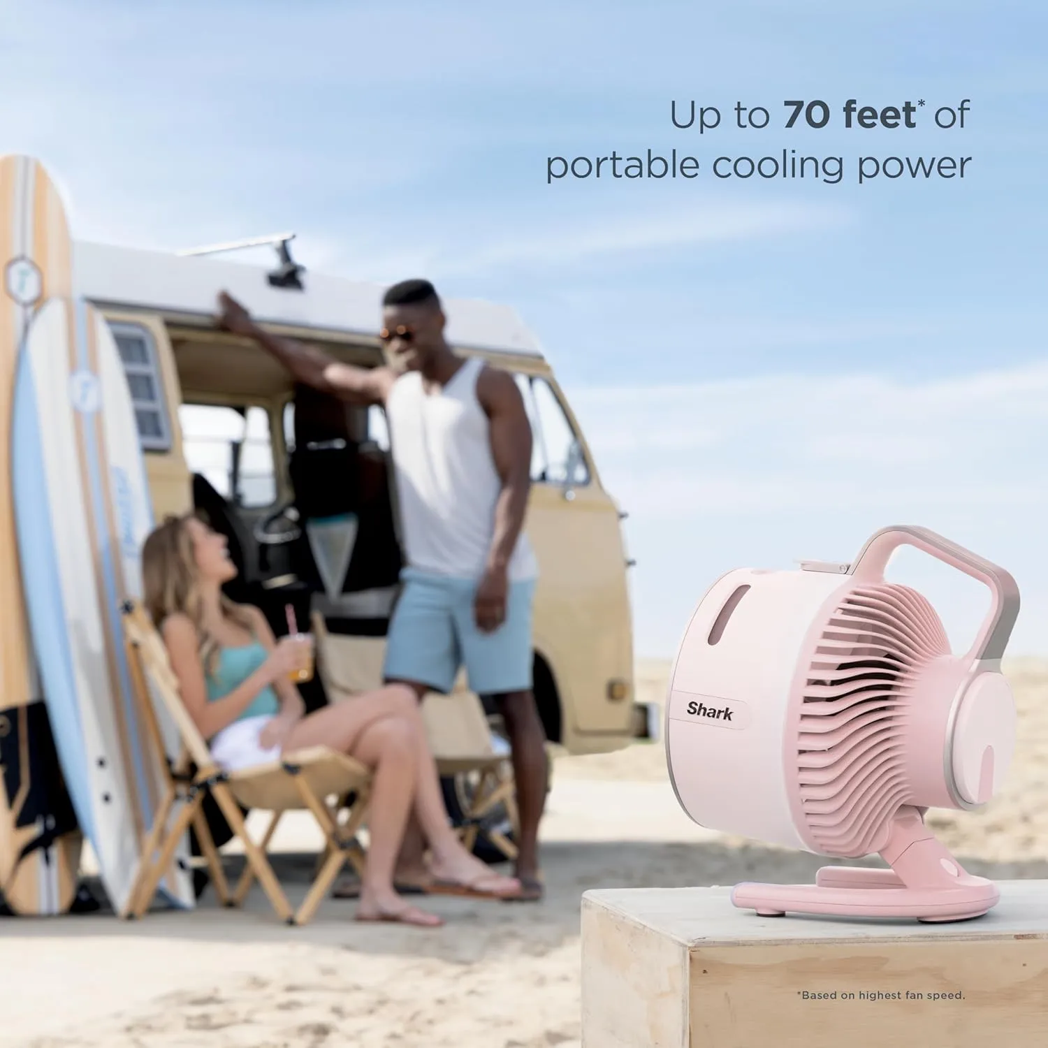 Shark FlexBreeze HydroGo Fan—Ultra-powerful portable fan with indoor   outdoor mist, Up to 70 feet of reach, corded & cordless, up to 12-hr. battery, 5 speeds, evaporative misting, Glacier, FA052BL