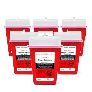 Sharps Container 1 Quart, 6 Pack Biohazard Needle Disposal Container Small Syringe Disposal Container, Professional Sharps Disposal Container for Home and Travel Use