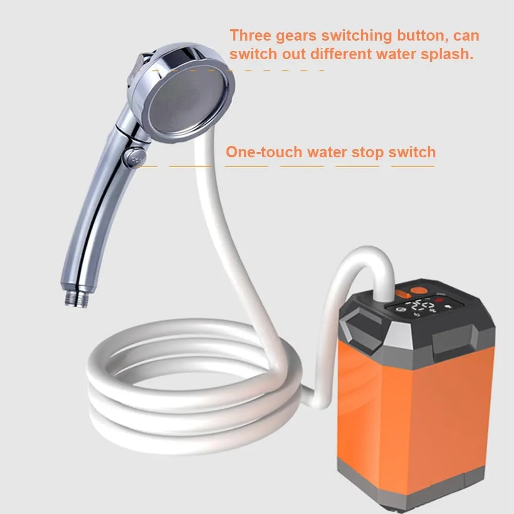 Shower Portable Cordless Camping Shower Outdoor Electric Shower Pump Reable Shower Large Ty Hiking Traveling Shower Digital Display Bathe Tool
