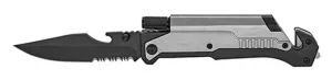 SILVER ( 5 IN 1 ) SURVIVAL FOLDING POCKET KNIFE