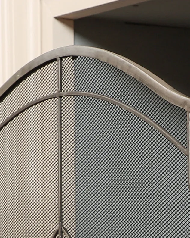 Silver Three Panel Folding Fire Screen
