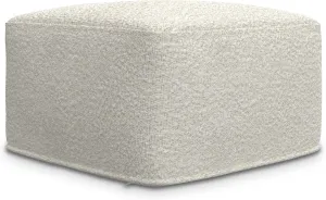 SIMPLIHOME Chantal 24-inch Wide Square Boucle Pouf in Ivory, Handcrafted Contemporary-Style Wool Ottoman, Cushioned Seat, or Footrest for Living Room, Assembled