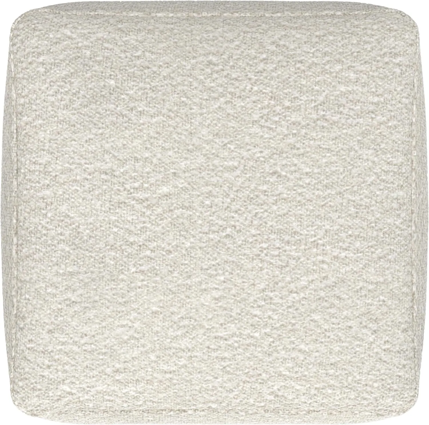 SIMPLIHOME Chantal 24-inch Wide Square Boucle Pouf in Ivory, Handcrafted Contemporary-Style Wool Ottoman, Cushioned Seat, or Footrest for Living Room, Assembled