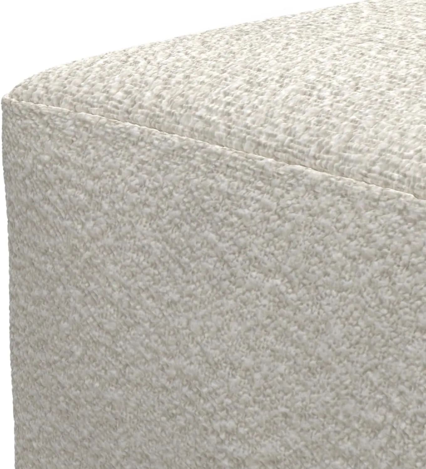 SIMPLIHOME Chantal 24-inch Wide Square Boucle Pouf in Ivory, Handcrafted Contemporary-Style Wool Ottoman, Cushioned Seat, or Footrest for Living Room, Assembled