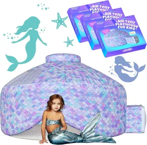 Skywin Air Tent Kids Fort Playhouse Fan Tent (Mermaid) - 3 Pack Improved Inflatable Fort Sets Up and Stores Away in Seconds (Fan NOT Included)