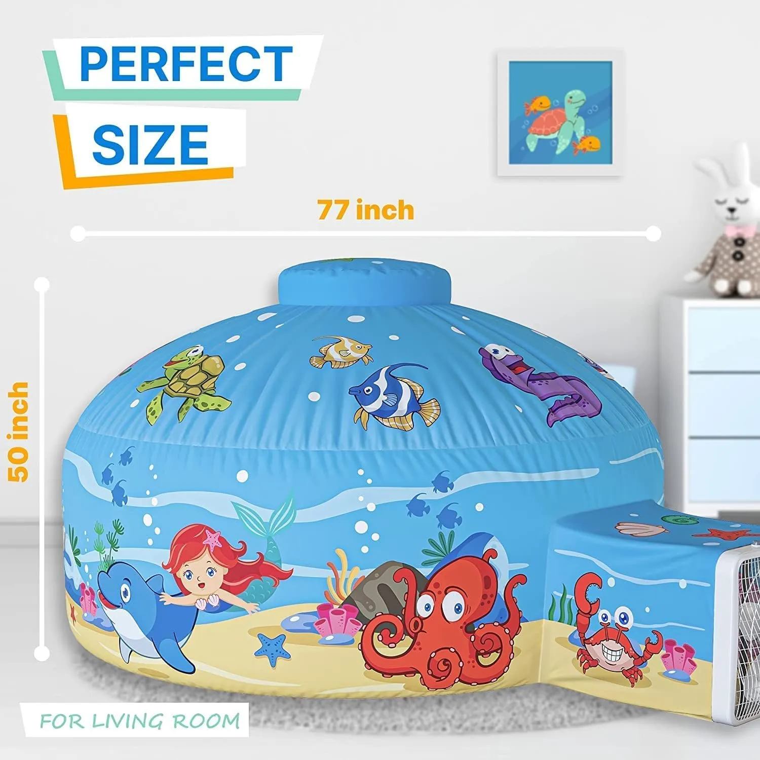 Skywin Inflatable Tent for Kids,Pack of 2 Inflatable Air Tent for Kids Sets Up and Stores Away in Seconds, Improved Blow up Fort (Fan NOT Included) (Ocean Blue)