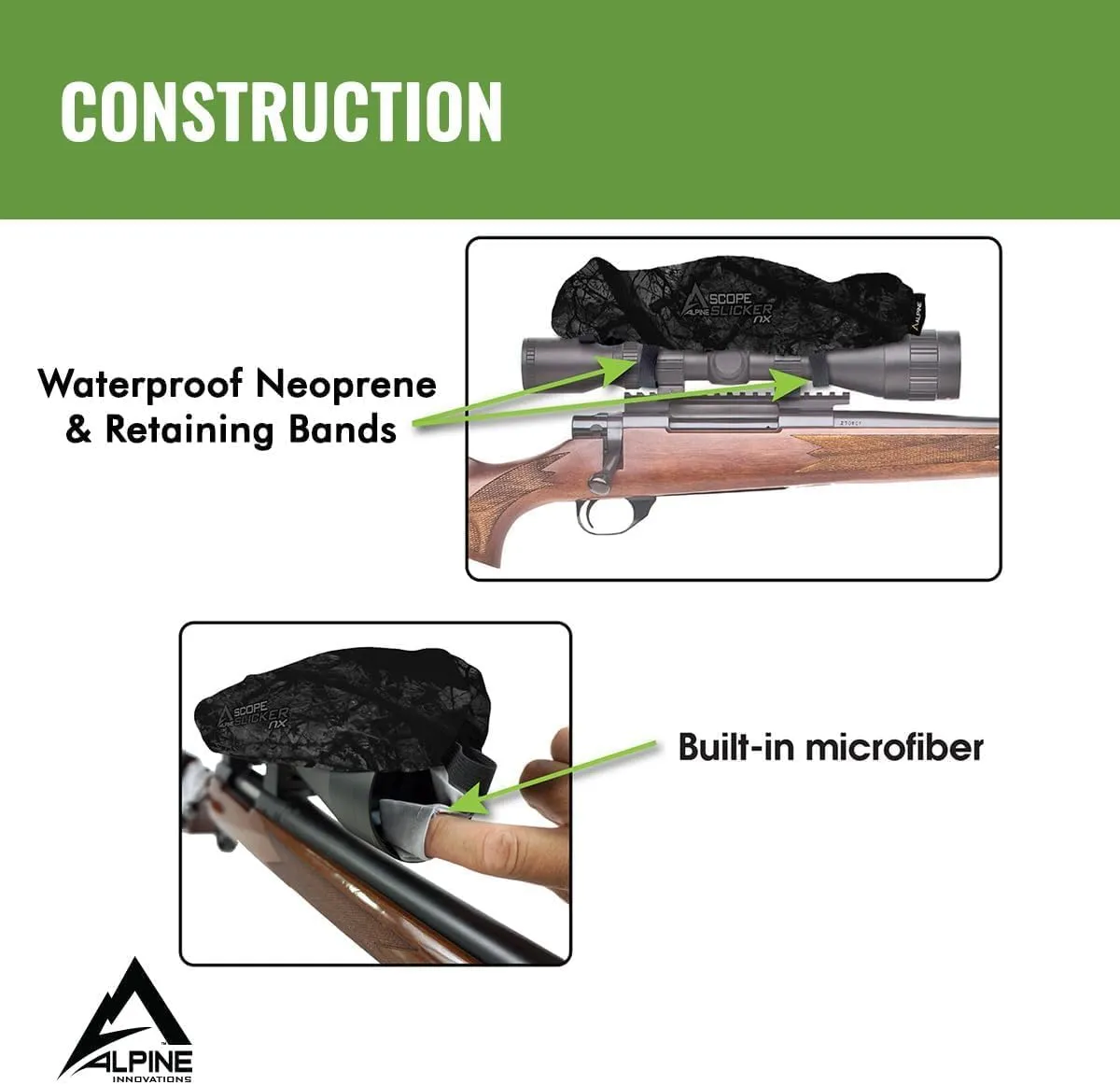 Slicker NX and NX2 Hunting Rifle Scope Cover | Sizes: Medium fits 12"- 17", Large fits 14"- 20"