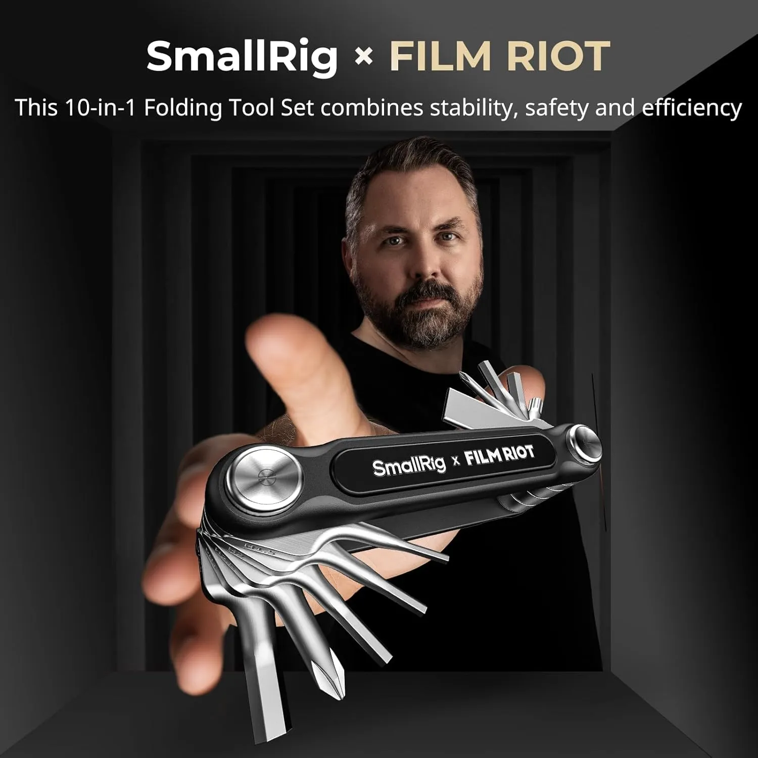SmallRig x FILM RIOT 10-in-1 Folding Tool Set with Screwdrivers and Hex Key Wrenches, Multiple Angle Positioning, Portable and Compact Design (Black) - 4375