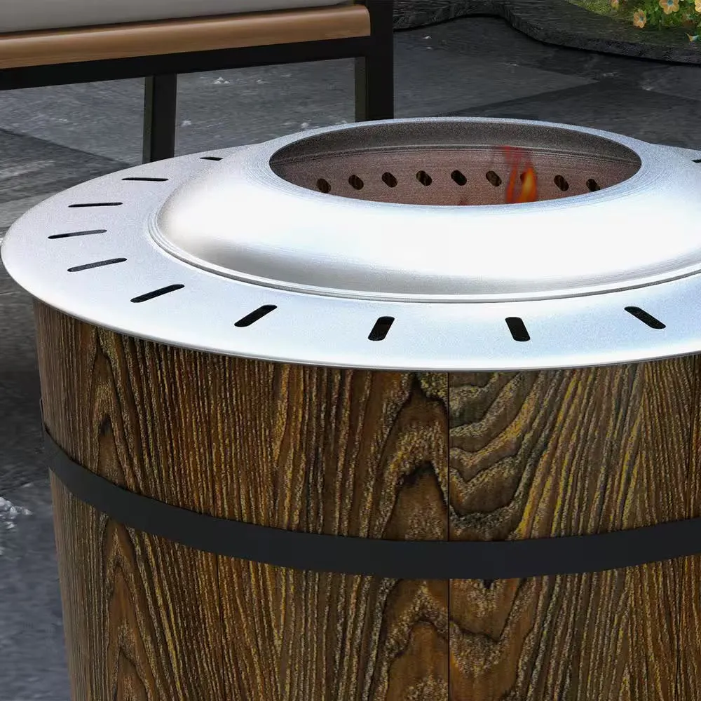Smokeless Fire Pit with Fireproof Mat, 20 In. Barrel Style Portable Wood Burning Firepit, Camping Bonfire Stove, Brown