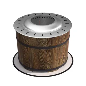Smokeless Fire Pit with Fireproof Mat, 20 In. Barrel Style Portable Wood Burning Firepit, Camping Bonfire Stove, Brown