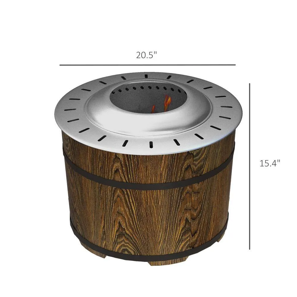 Smokeless Fire Pit with Fireproof Mat, 20 In. Barrel Style Portable Wood Burning Firepit, Camping Bonfire Stove, Brown