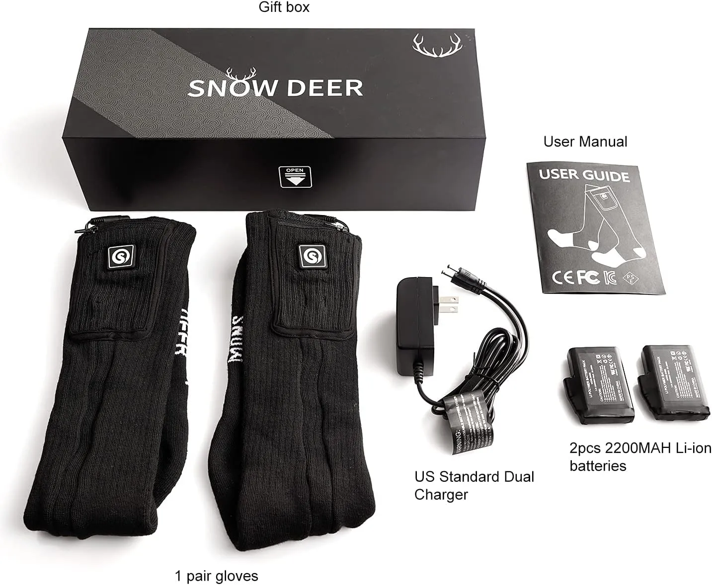 SNOW DEER Upgraded Rechargeable Electric Heated Socks,7.4V 2200mAh Battery Powered Cold Weather Heat Socks for Men Women,Outdoor Riding Camping Hiking Motorcycle Skiing Warm Winter Socks