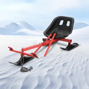 Snow Racer Sled, Adjustable Length Snow Racer Scooter Snow and Ice Skate with Long Pull Rope Ice Skating Cart Steerable Snow Sled for Outdoor Skiing Skating Sand Sliding
