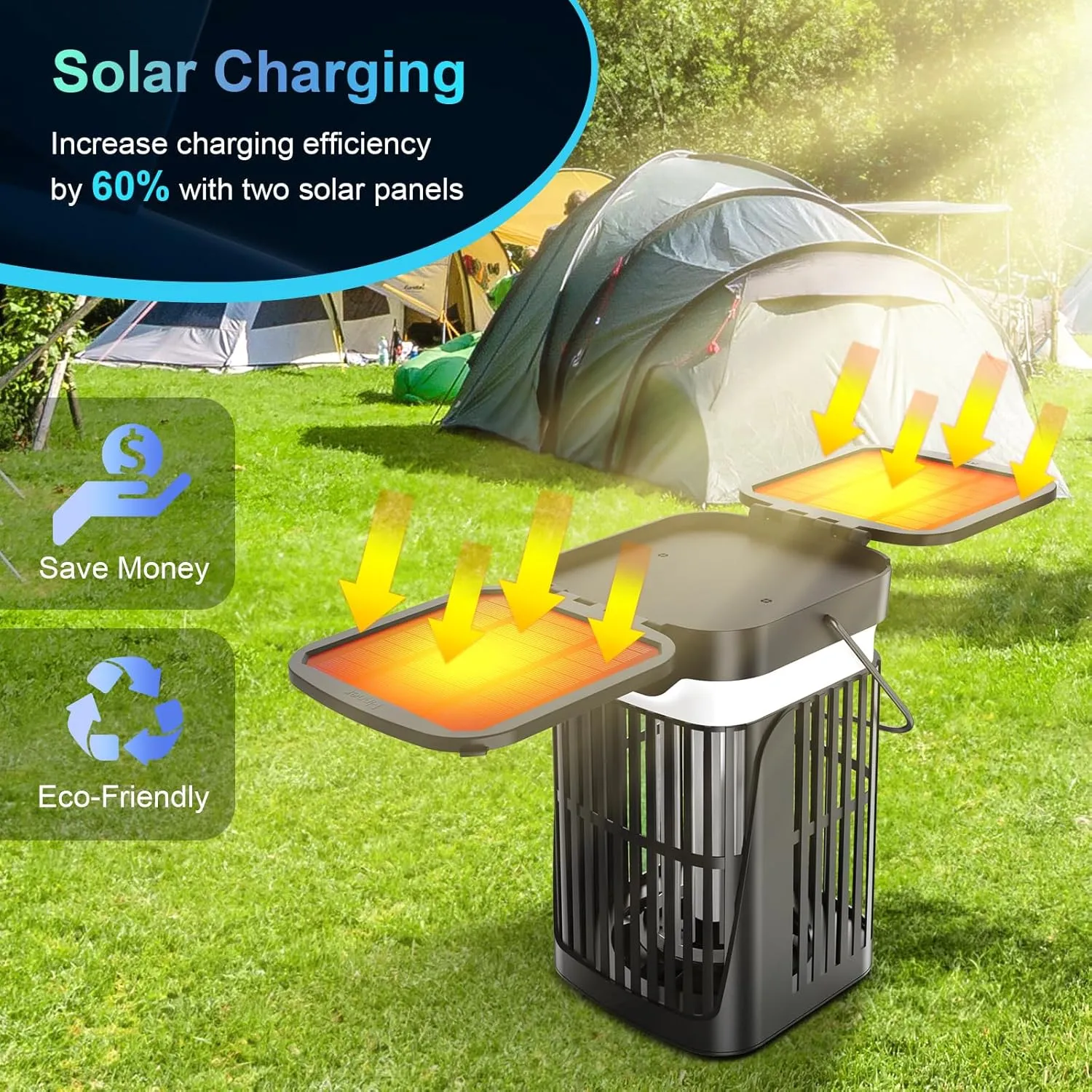 Solar Bug Zapper Outdoor, 2024 Upgraded Mosquito Zapper Outdoor Solar Powered, Cordless Electric Bug Zapper Indoor w/Night Light, Waterproof Fly Zapper for Patio Backyard Kitchen Camping
