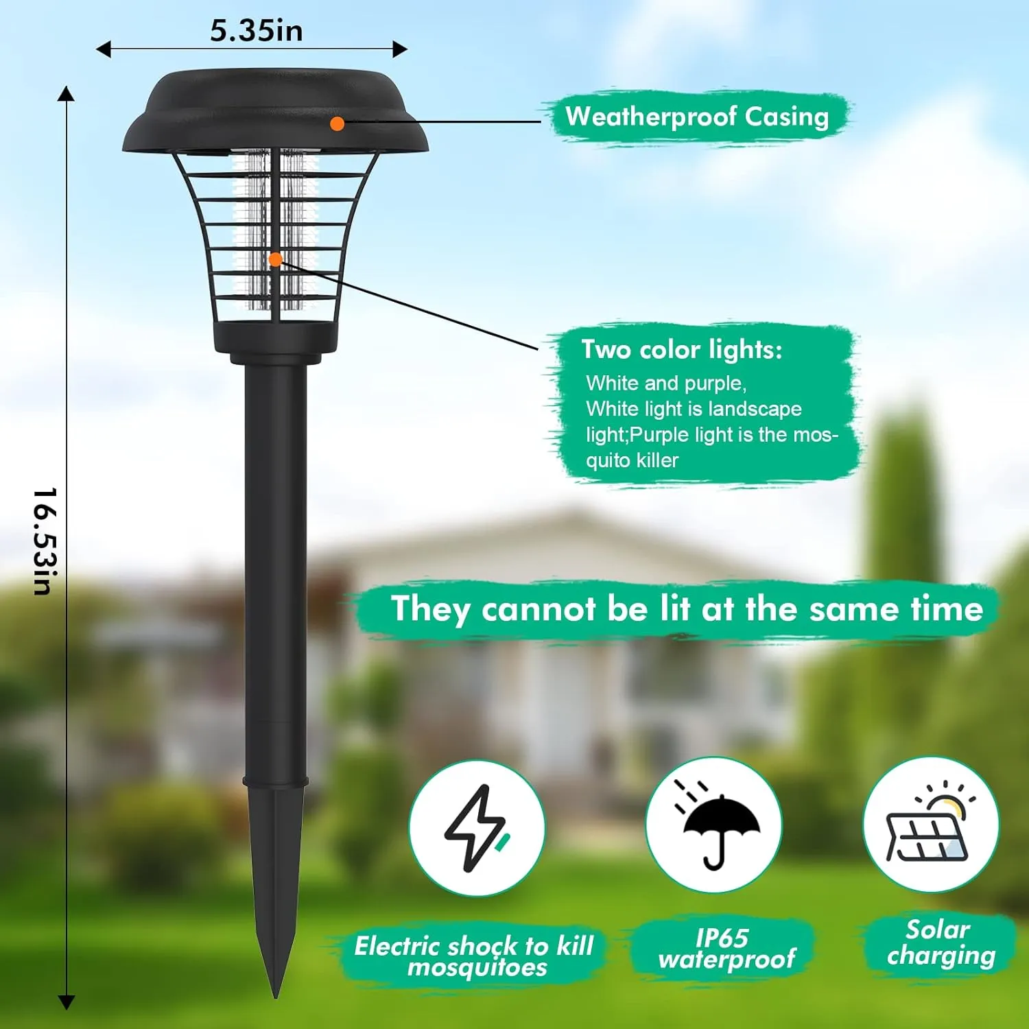 Solar Bug Zappers Outdoor, Rechargeable Mosquito Fly Zappers Lamp Repellent Waterproof LED, Solar Powered Mosquito Killer Lamp for Indoor(2 Pack)