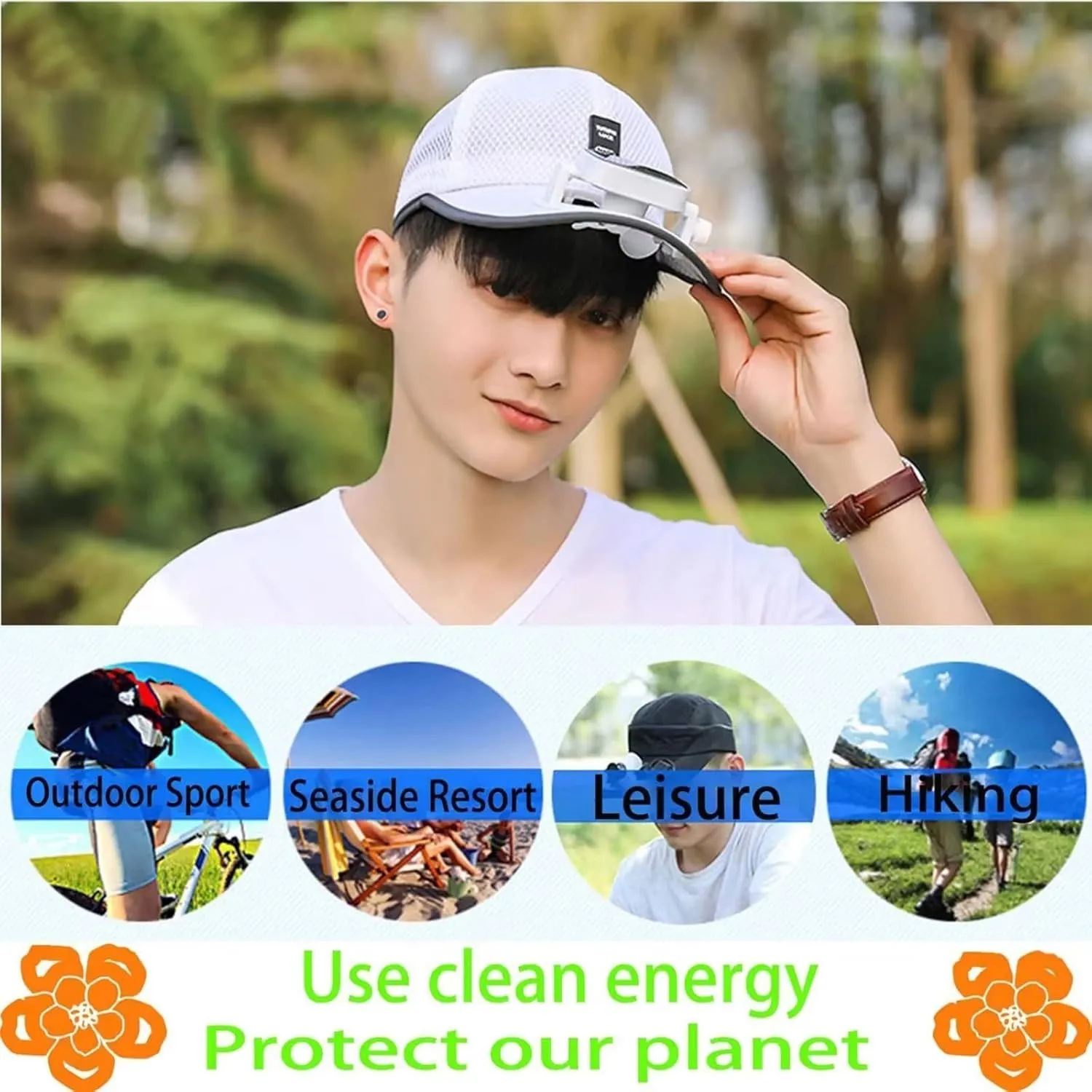 Solar Fan hat Baseball Cap with Fan Snapback Casual Outdoor Hat Summer Sun Cap