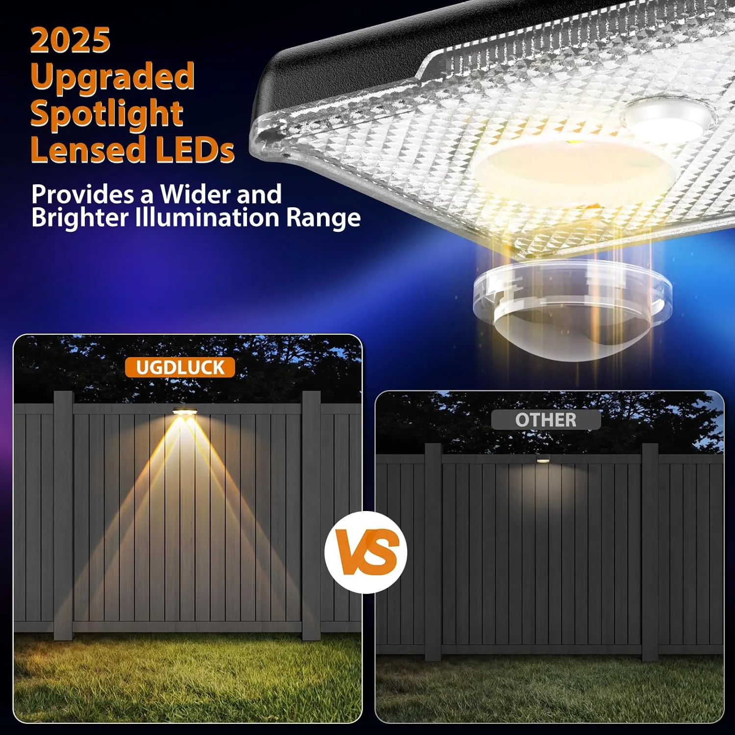 Solar Fence Lights Outdoor-3000/4000/6000K 3 Mode,IP65 Waterproof Solar Powered Lights Outdoor for Backyard/Patio/Fence/Wall/Deck/Step/Porch/Railings/Pool (8pack)