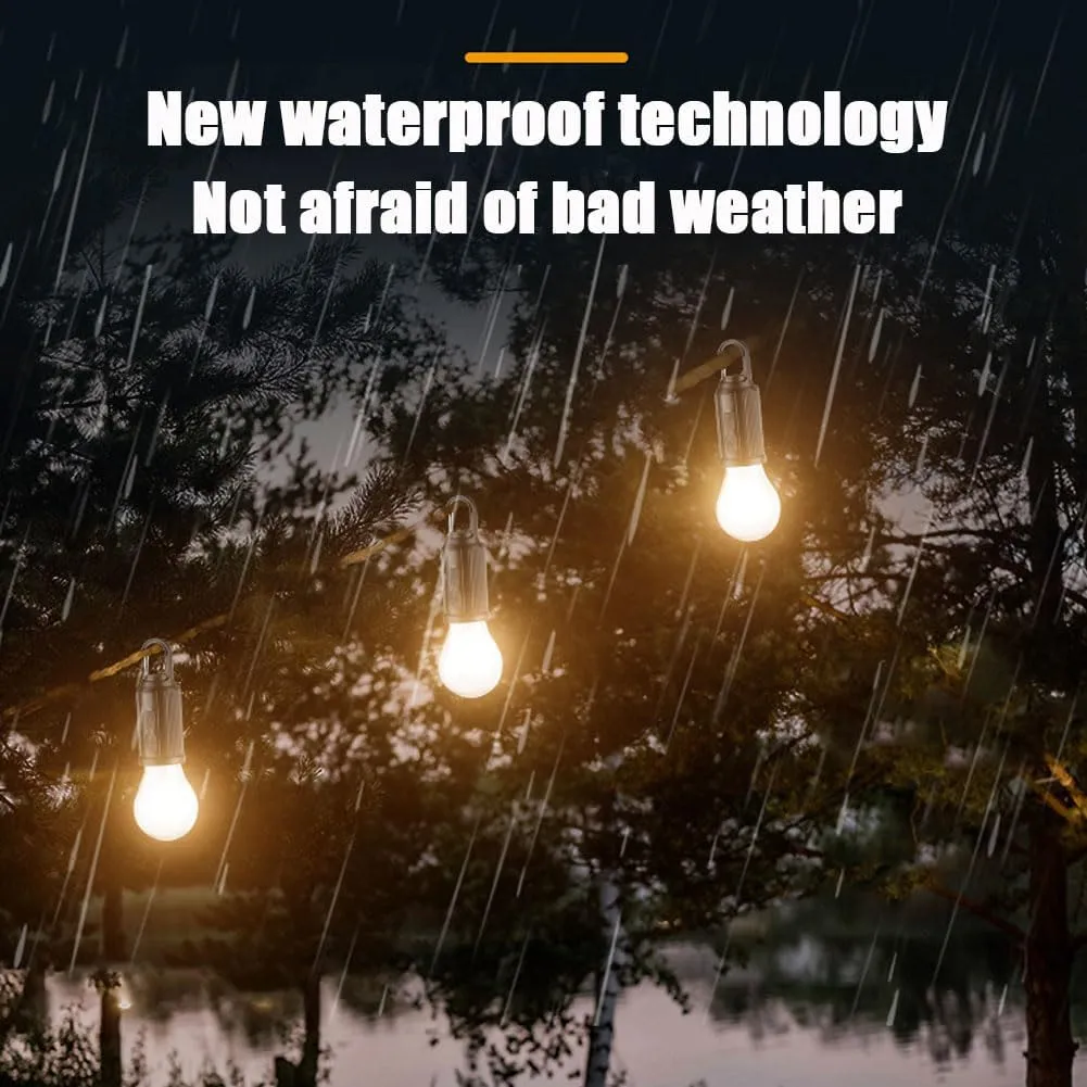 Solar Hooked Camping Light, Solar Rechargeable Hooked Camping Light, Waterproof Portable Solars Campings Lights, 3 Lights Modes Adjustable LED Camp Bulbs for Hiking, Fishing (6 PCS)