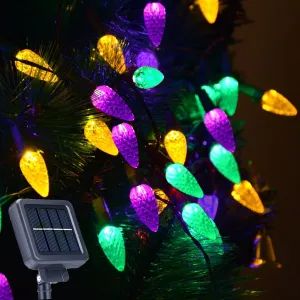 Solar Mardi Gras Lights - 100 LED Decor with 8 Modes, Waterproof for Outdoor Use - Yellow, Green, Purple - Perfect for Mardi Gras, Camping, Holidays, Gardens, Fences, Balconies