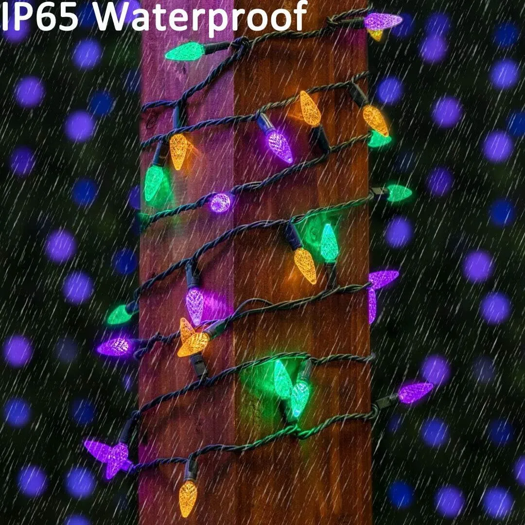 Solar Mardi Gras Lights - 100 LED Decor with 8 Modes, Waterproof for Outdoor Use - Yellow, Green, Purple - Perfect for Mardi Gras, Camping, Holidays, Gardens, Fences, Balconies