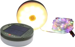 Solar-Powered Camping Lights with Large Remote Control, 10M, 100 LEDs, Warm White, Rechargeable Via USB Or Solar, PVC Material for Outdoor Use