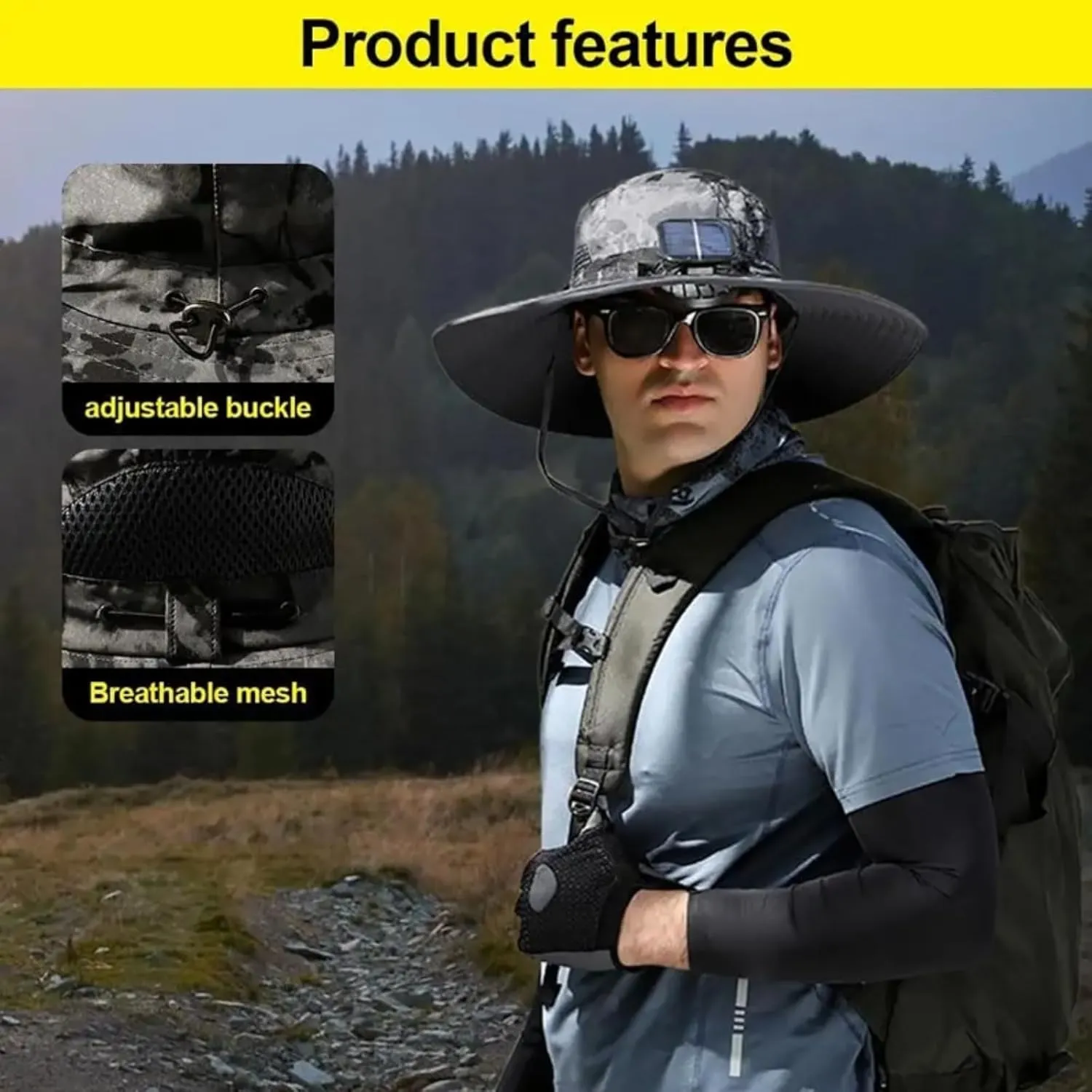 Solar Powered Fan Hat for Fishing Hat – UPF 50  Sun Protection, Wide Brim Cooling Hat for Outdoor Enthusiasts