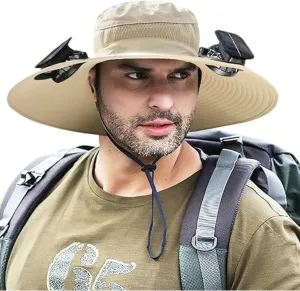 Solar Powered Fan Hat for Fishing Hat – UPF 50  Sun Protection, Wide Brim Cooling Hat for Outdoor Enthusiasts