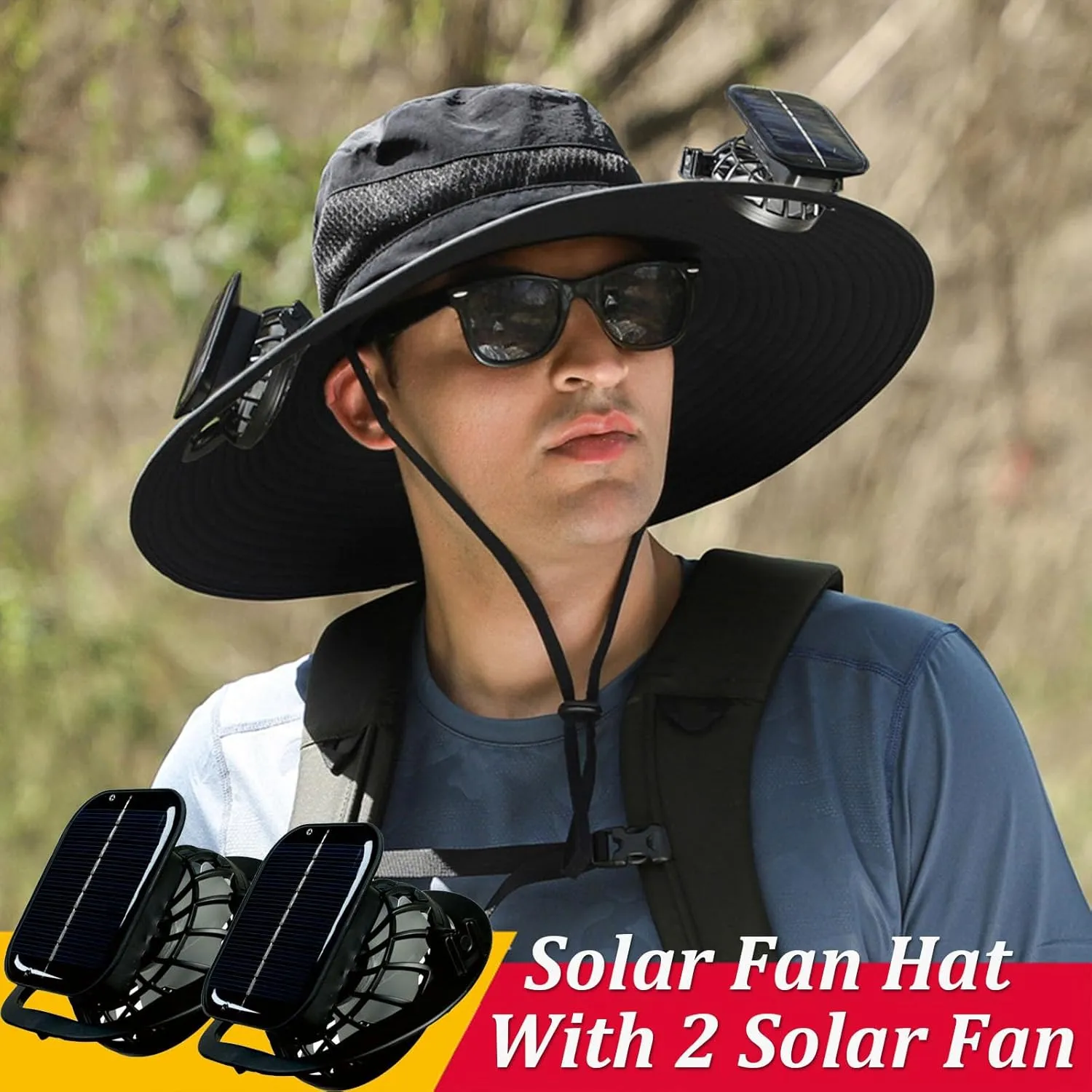 Solar Powered Fan Hat for Men,Solar Fan Hats,Hat with Fans for Outdoor Fishing Camping Hiking,Removable & USB Charging