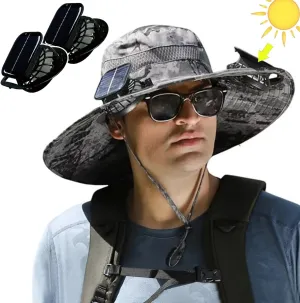 Solar Powered Fan Hat, Outdoor Fishing Cap with Cooling Fan Black