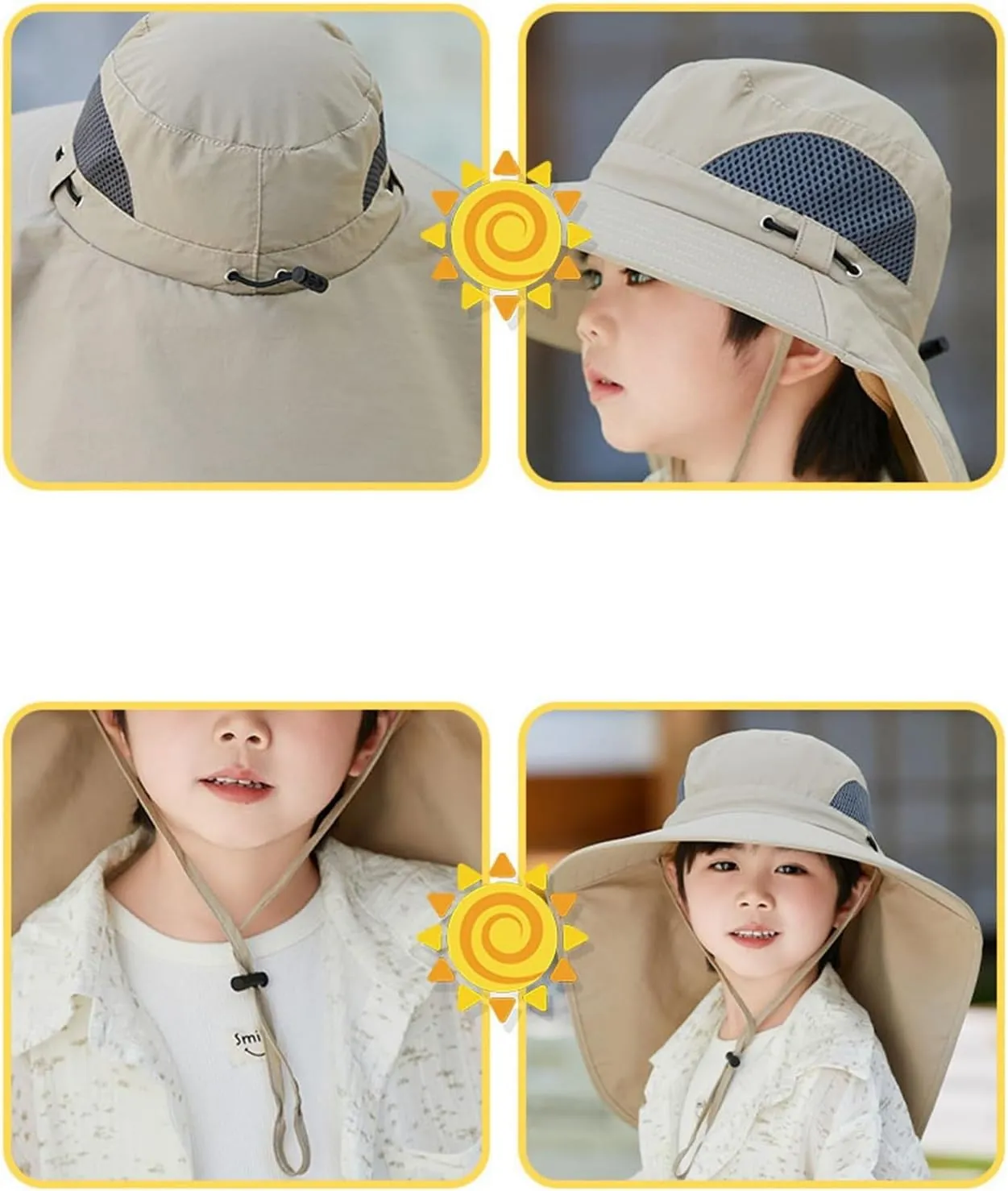 Solar Powered Fan Hat, Wide Brim Sun Hat with Fan, Kids Outdoor Hat