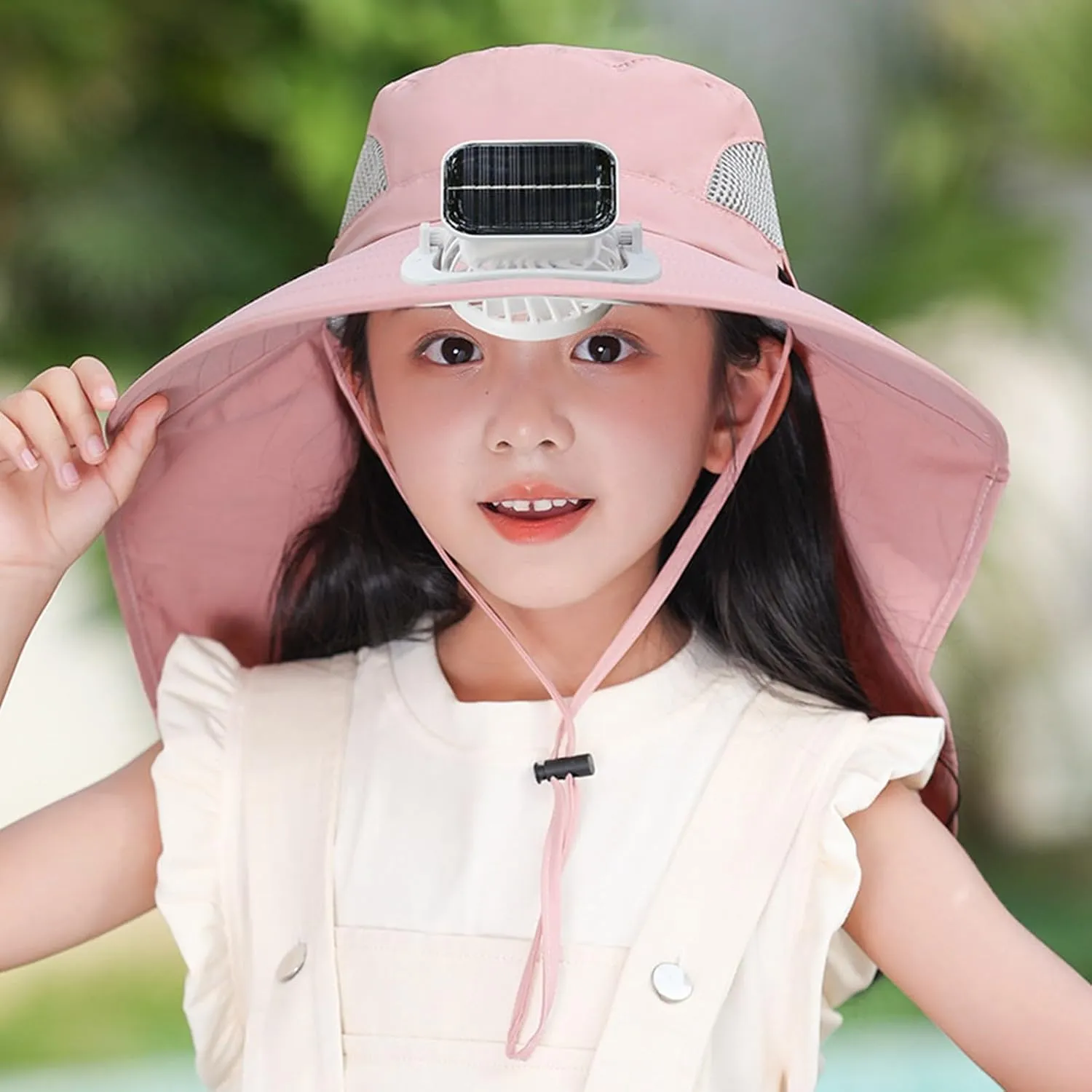 Solar Powered Fan Hat, Wide Brim Sun Hat with Fan, Kids Outdoor Hat