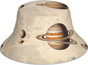 Solar System Jupiter Prints Reflective Bucket Hat for Unisex - Foldable Reversible Sun Protection Headwear Black, Black, One Size