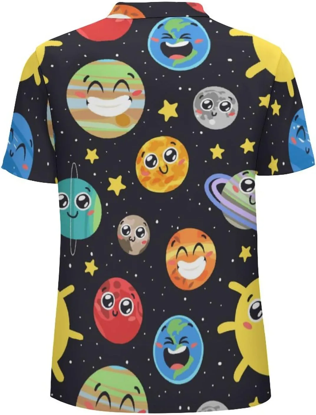 Solar System Space Star Golf Polo Shirts for Men Quick Dry Short Sleeve Graphic Tee Top