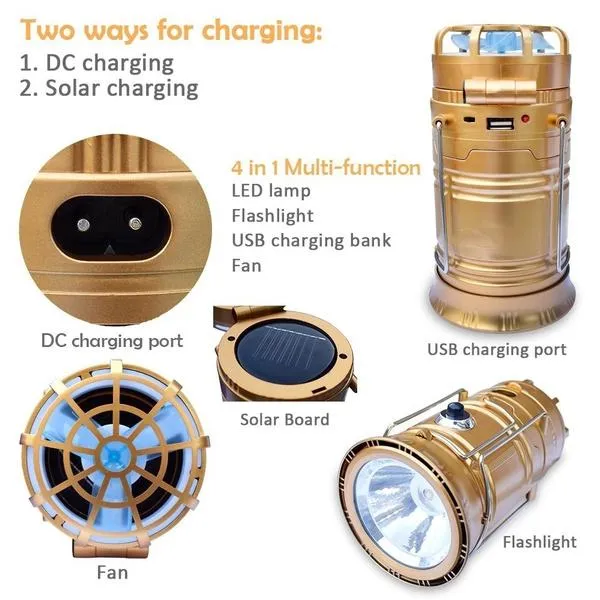 Solar USB Charging Tent Light   Fan