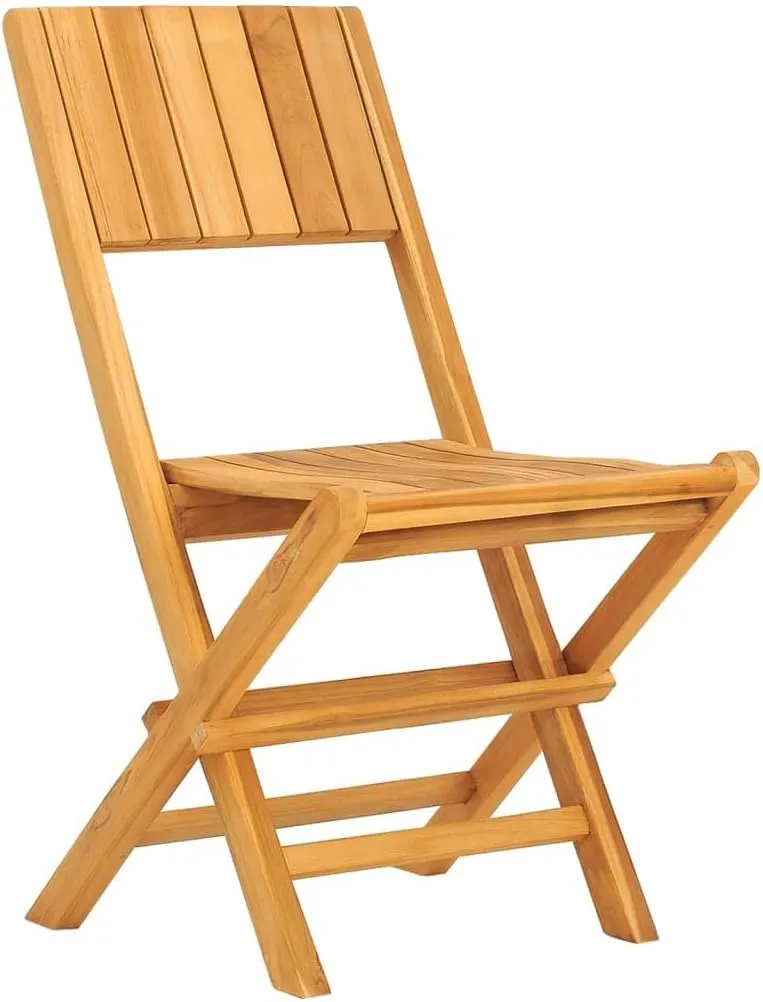 Solid Teak Wood Folding Patio Chairs 2 Pack 18.5"x24"x35.4" Outdoor Furniture Foldable Lounge Seating for Backyard Poolside Camping