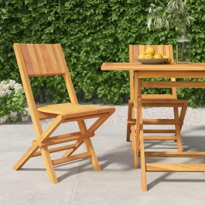 Solid Teak Wood Folding Patio Chairs 2 Pack 18.5"x24"x35.4" Outdoor Furniture Foldable Lounge Seating for Backyard Poolside Camping