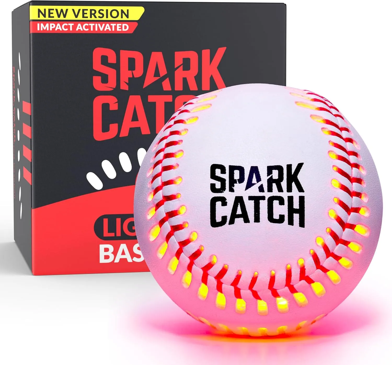 SPARK CATCH Light Up Baseball, Glow in The Dark Baseball, Sports Gear Accessories Gifts for Boys 8 9 10 11 12 13 14 15 Years Old, Kids Teens All Ages Gift Ideas