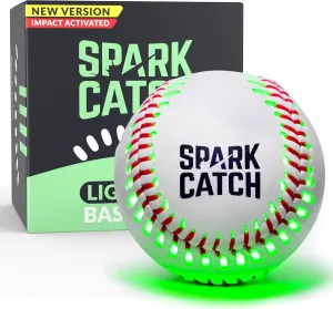 SPARK CATCH Light Up Baseball, Glow in The Dark Baseball, Sports Gear Accessories Gifts for Boys 8 9 10 11 12 13 14 15 Years Old, Kids Teens All Ages Gift Ideas
