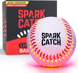 SPARK CATCH Light Up Baseball, Glow in The Dark Baseball, Sports Gear Accessories Gifts for Boys 8 9 10 11 12 13 14 15 Years Old, Kids Teens All Ages Gift Ideas